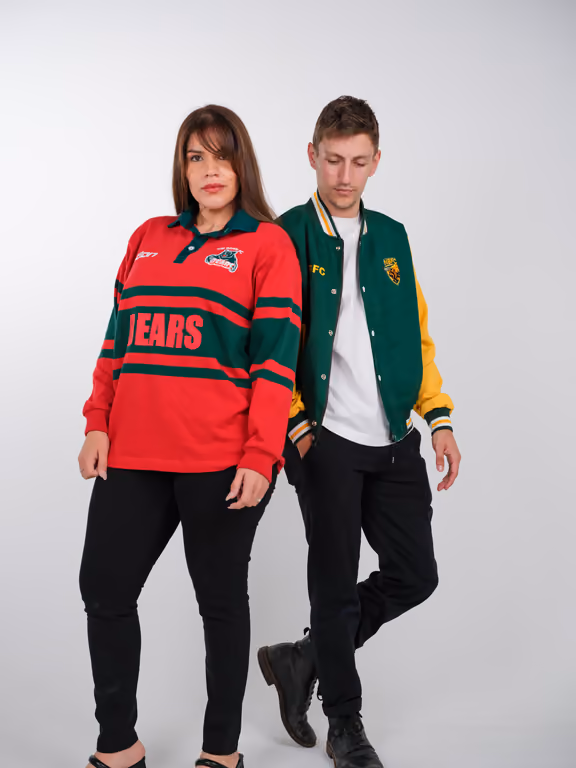 Rugby top and varsity jacket