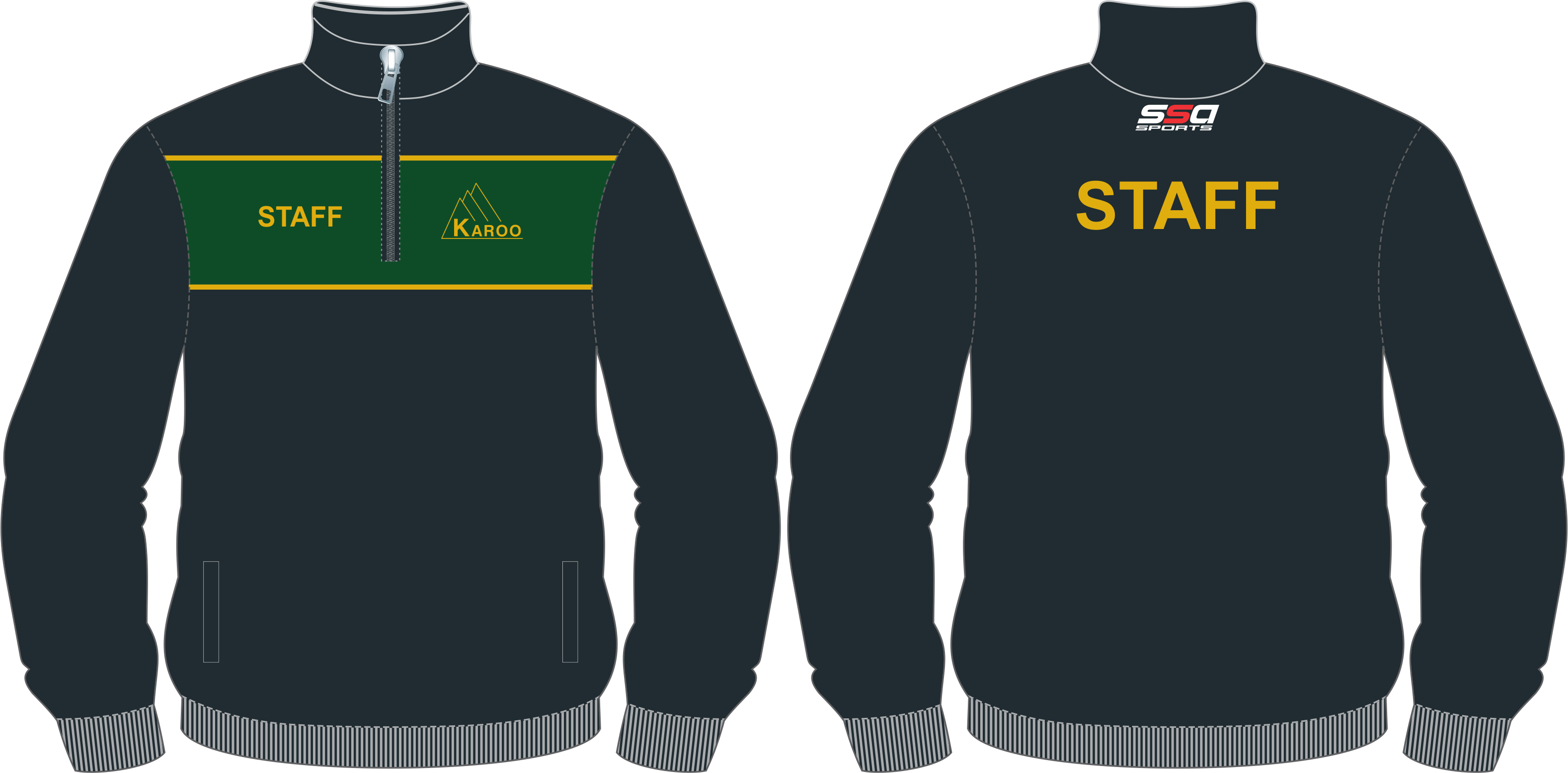 Karoo Primary School staff quarter-zip jumper, front and back, from Icon Sports Melbourne